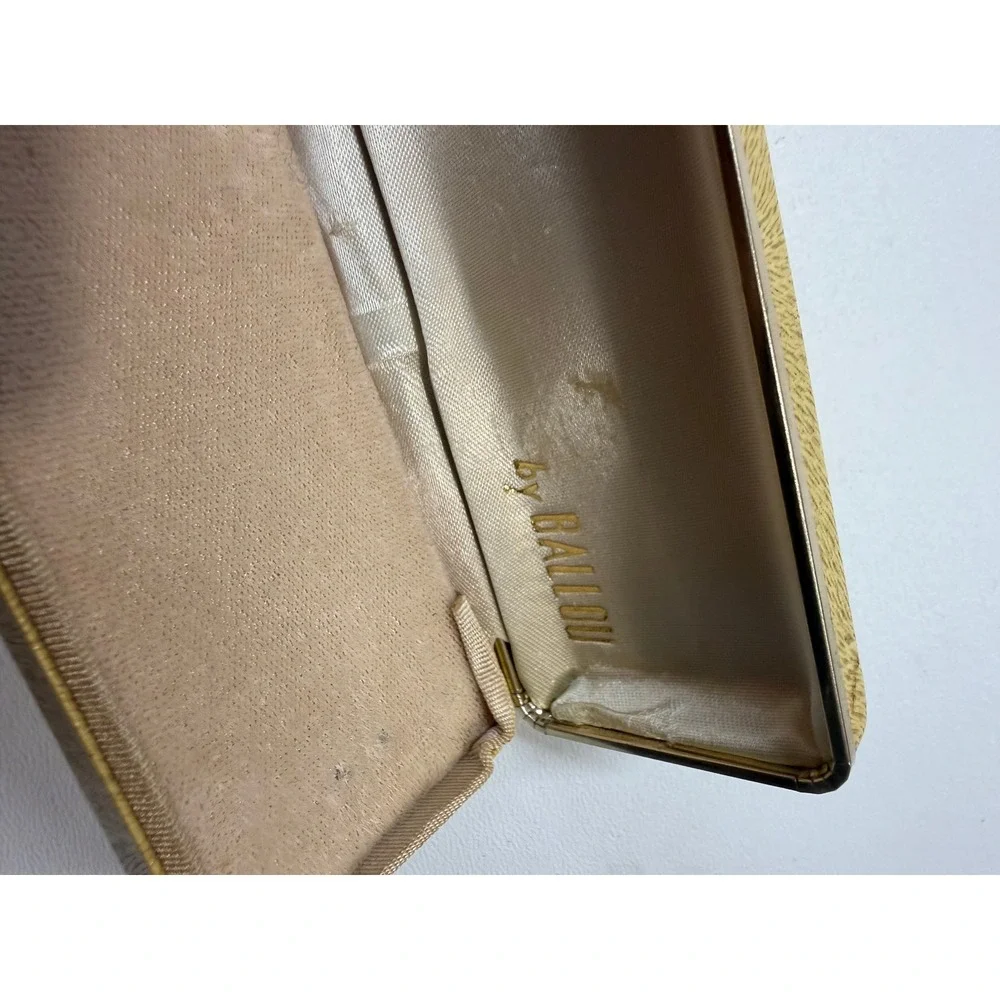Vintage Ballou Jewelry Box Mustard Yellow Textured Hard Shell Display Case
